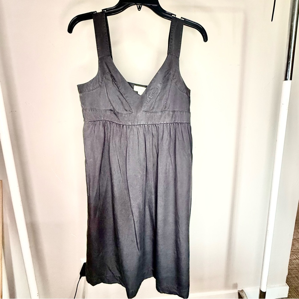 Lands' End Gray Pleated Sleeveless Sundress